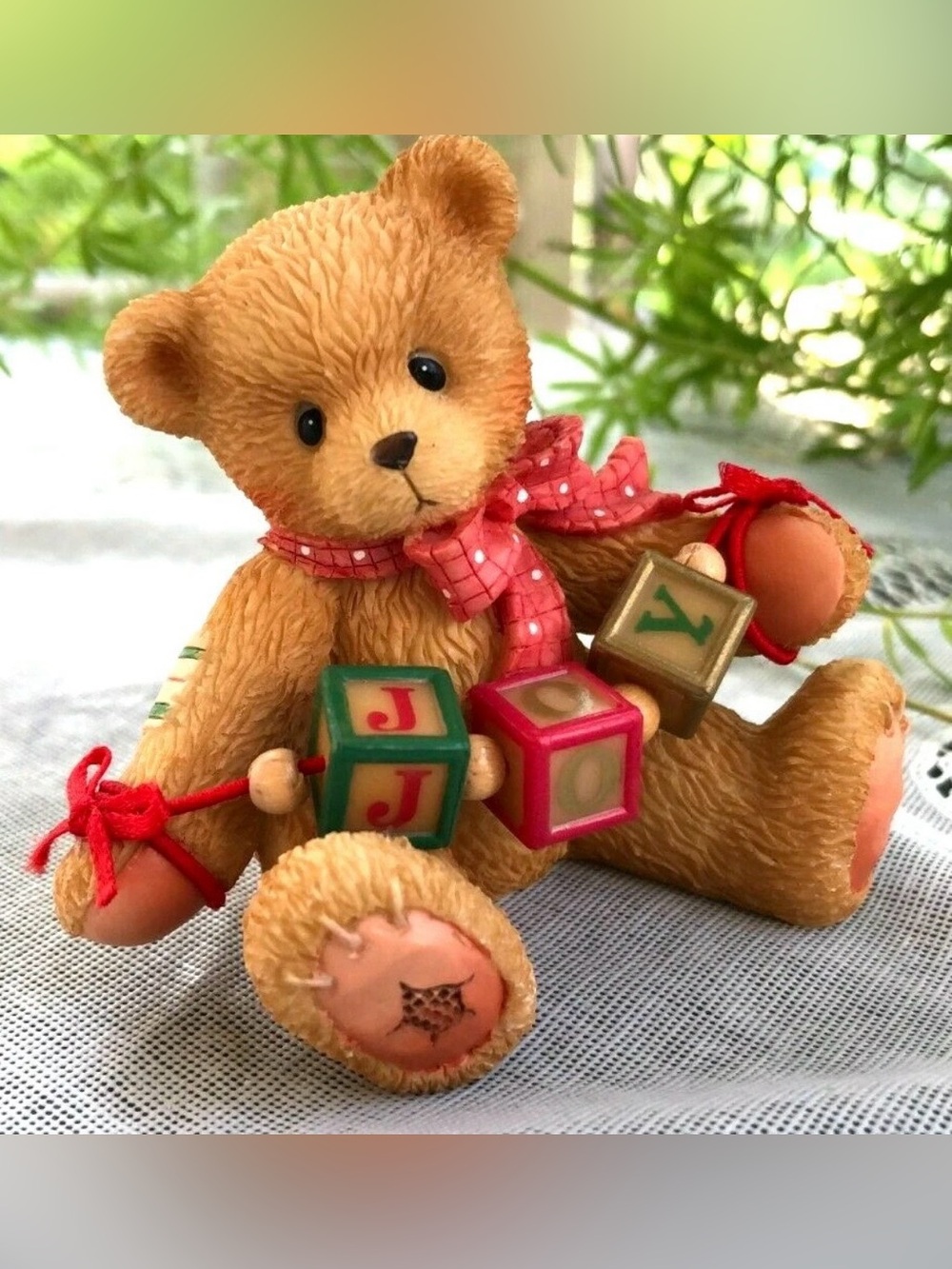 Cherished Teddies Joy 176087 "You Always Bring Joy" Bear Holding Blocks